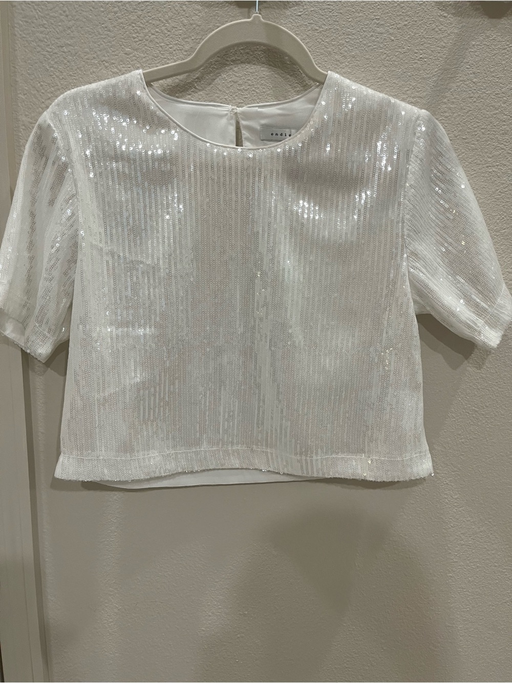 Endless Rose White Sequin Crop Top size small - Picture 2 of 9